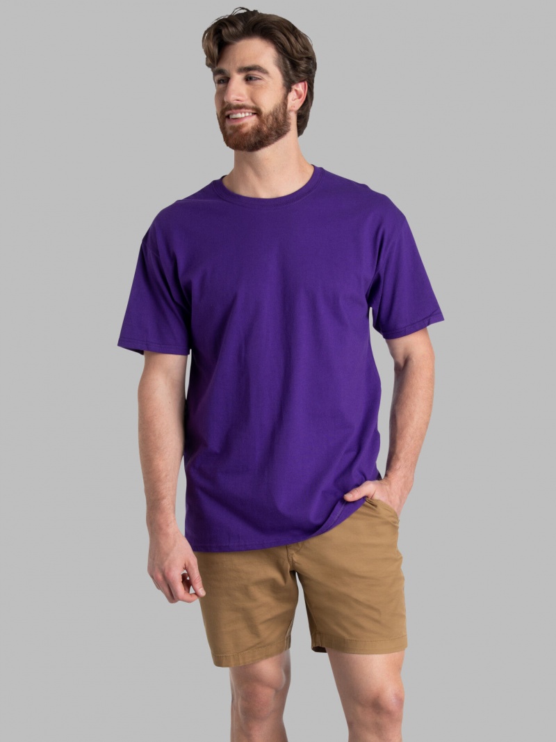 Men\'s Fruit Of The Loom Eversoft® Short Sleeve Crew, 2 Pack T Shirts Rocky Mt Purple | XKB142075