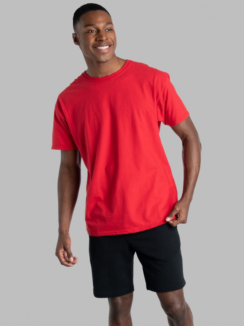 Men\'s Fruit Of The Loom Eversoft® Short Sleeve Crew, 2 Pack T Shirts True Red | MAW257041