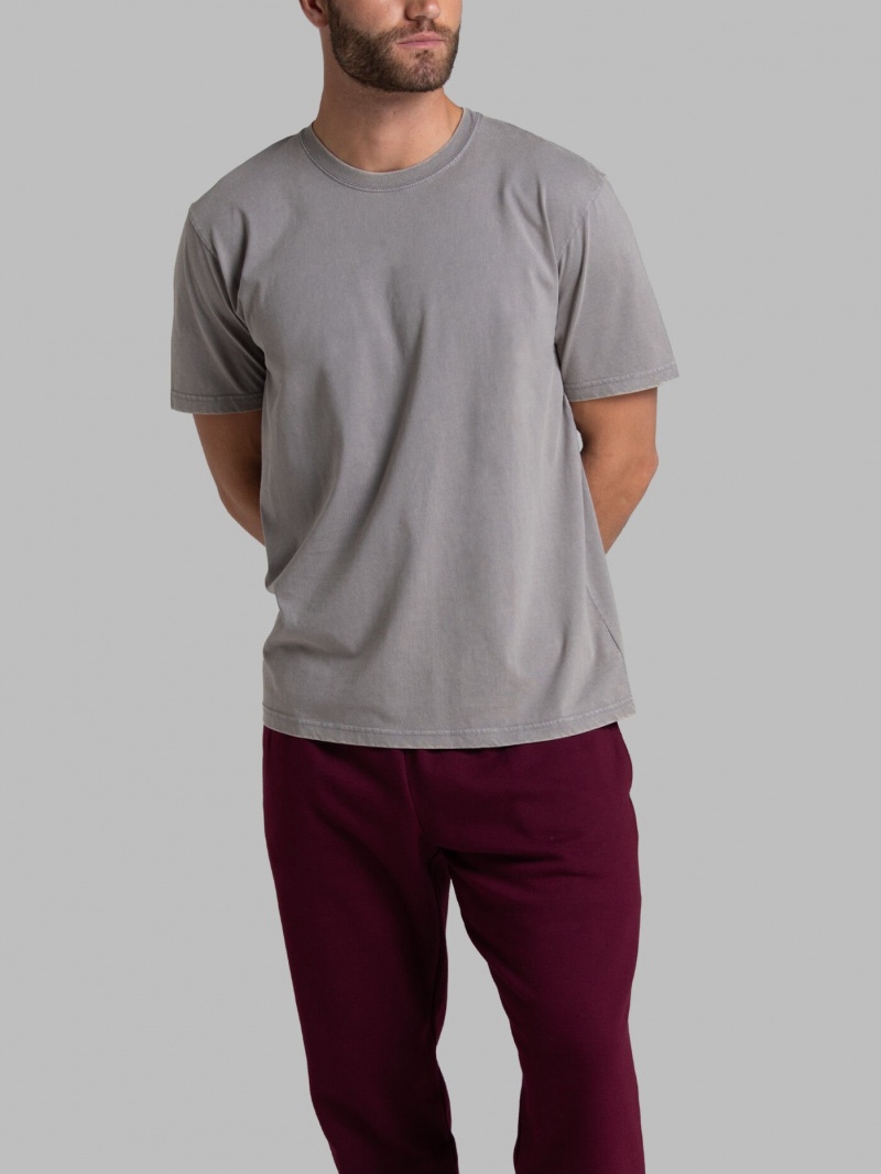 Men's Fruit Of The Loom Garment Dyed Crew T Shirts Rock | UML416598