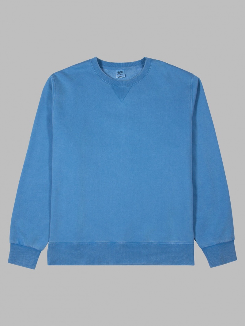 Men's Fruit Of The Loom Garment Dyed Crew Sweatshirt Blue | EXD087943
