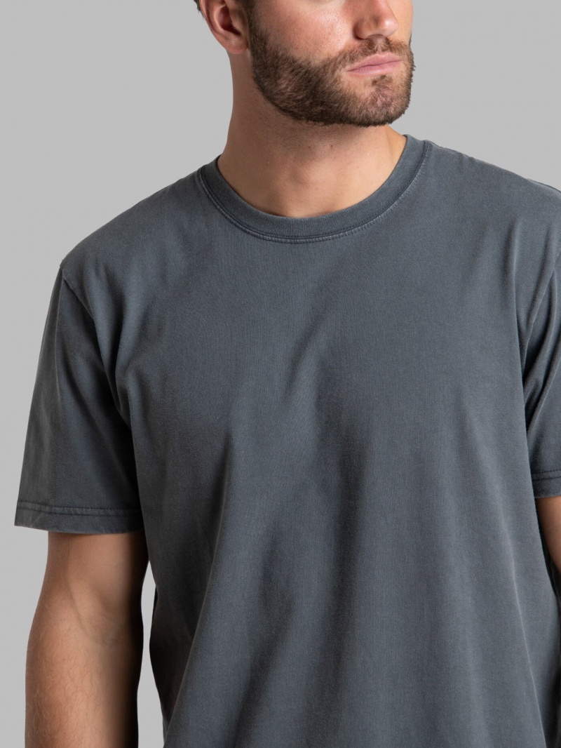 Men's Fruit Of The Loom Garment Dyed Crew T Shirts Charcoal | BCP016784