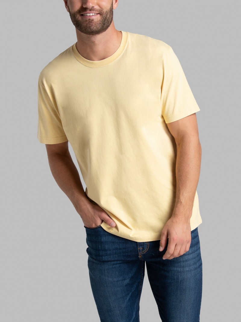Men's Fruit Of The Loom Garment Dyed Crew T Shirts Cornfield | TWX517809