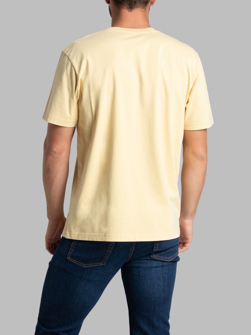 Men's Fruit Of The Loom Garment Dyed Crew T Shirts Cornfield | TWX517809