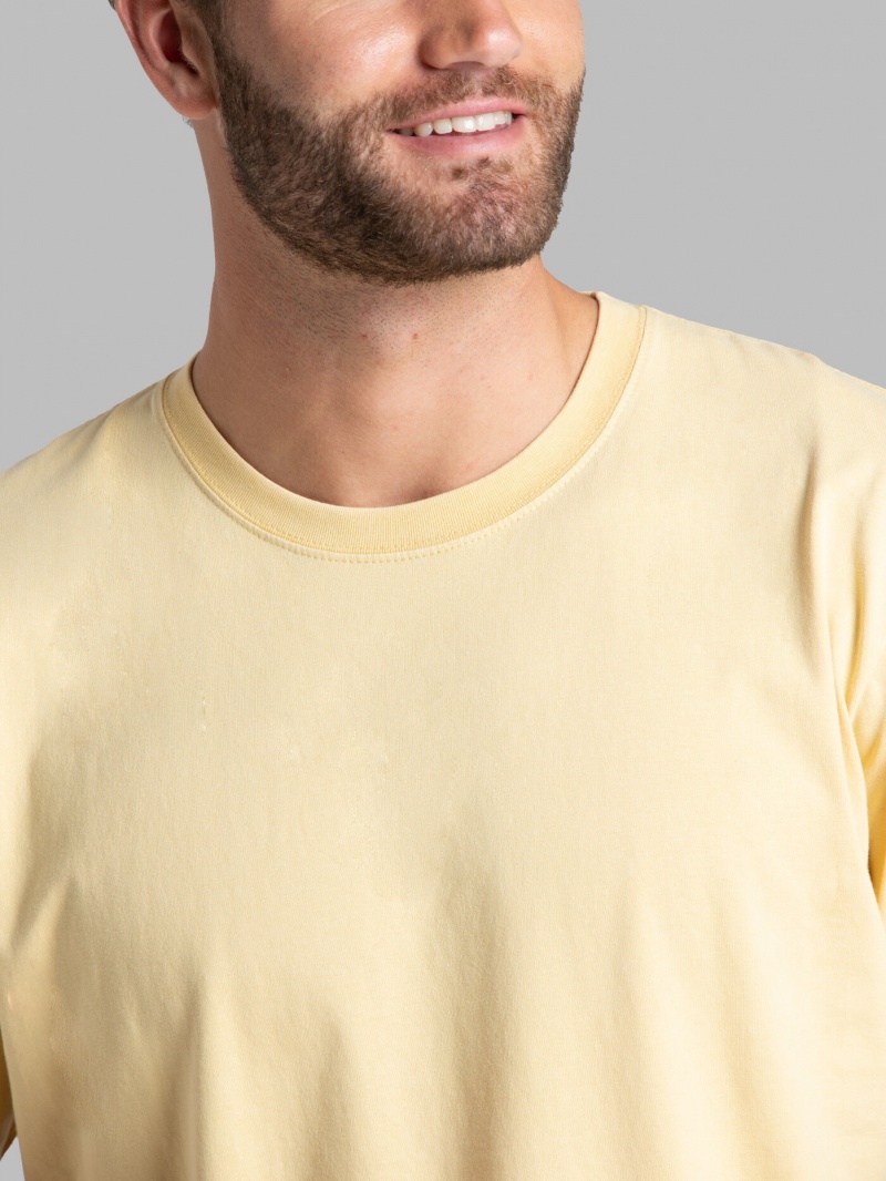 Men's Fruit Of The Loom Garment Dyed Crew T Shirts Cornfield | TWX517809