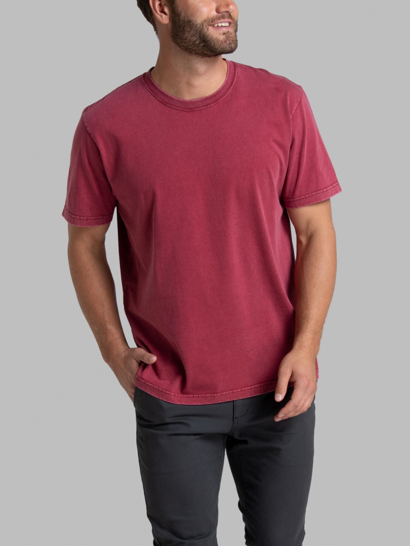 Men's Fruit Of The Loom Garment Dyed Crew T Shirts Iron Red | LXN510734