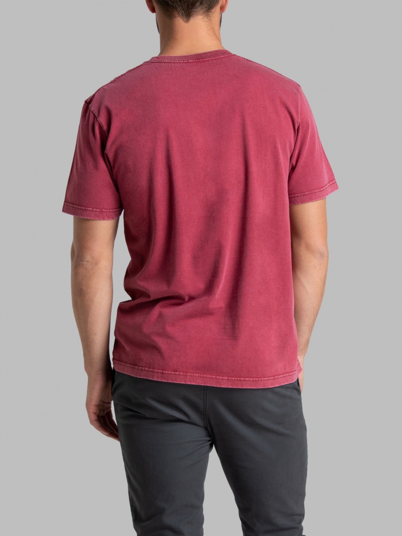 Men's Fruit Of The Loom Garment Dyed Crew T Shirts Iron Red | LXN510734