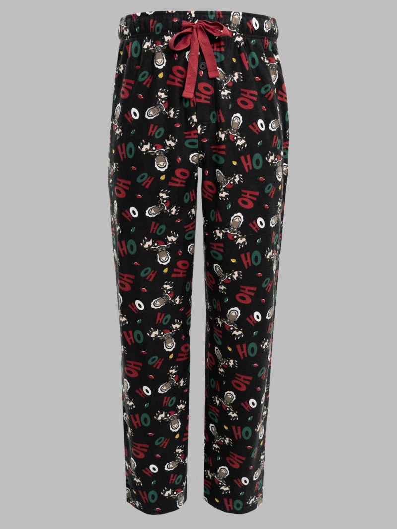 Men's Fruit Of The Loom Holiday Plaid Microfleece, 2 Pack Sleep Pants Reindeer/Navy | KOJ471802