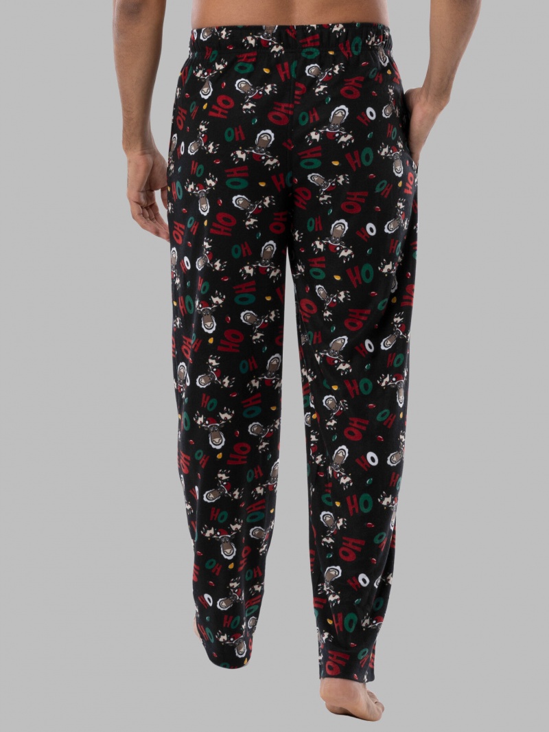 Men's Fruit Of The Loom Holiday Plaid Microfleece, 2 Pack Sleep Pants Reindeer/Navy | KOJ471802