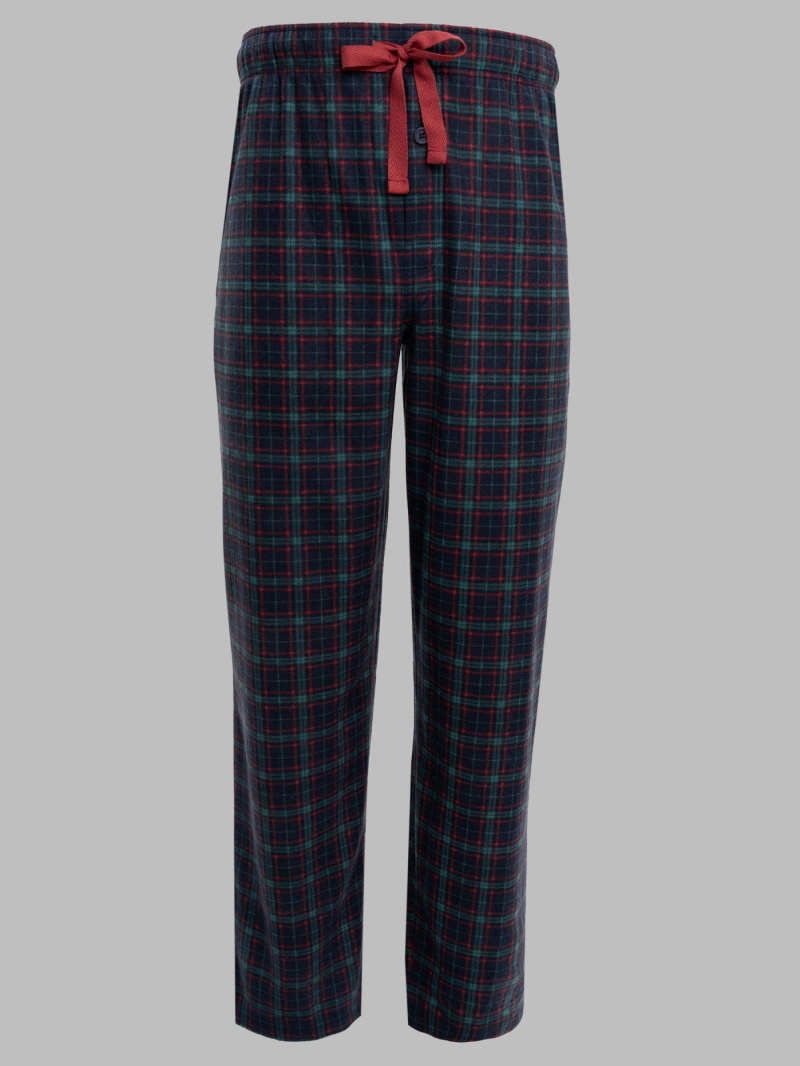 Men's Fruit Of The Loom Holiday Plaid Microfleece, 2 Pack Sleep Pants Reindeer/Navy | KOJ471802