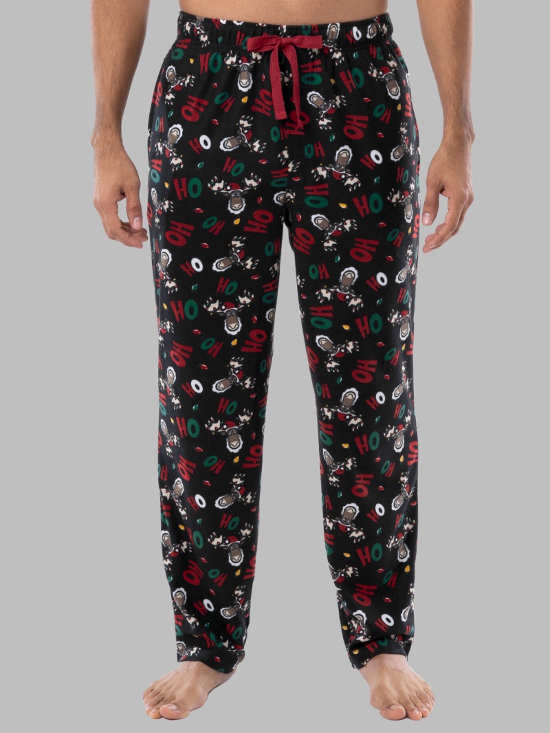 Men\'s Fruit Of The Loom Holiday Plaid Microfleece, 2 Pack Sleep Pants Reindeer/Navy | KOJ471802