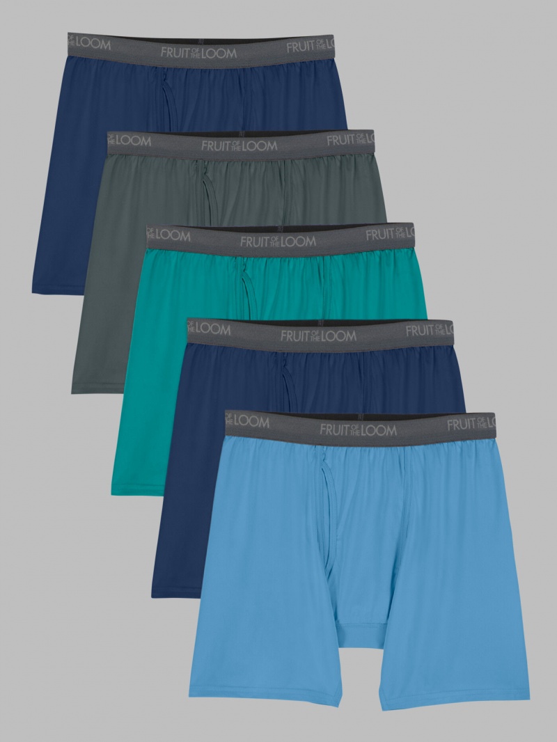 Men's Fruit Of The Loom Micro-Stretch, 5 Pack Boxer Briefs Assorted | LFZ418523