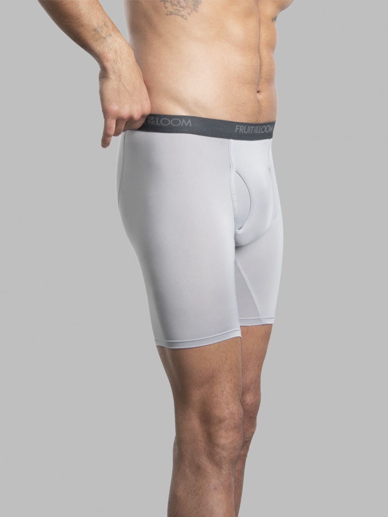 Men's Fruit Of The Loom Micro-Stretch Long Leg, 5 Pack Boxer Briefs Black | SFL295041