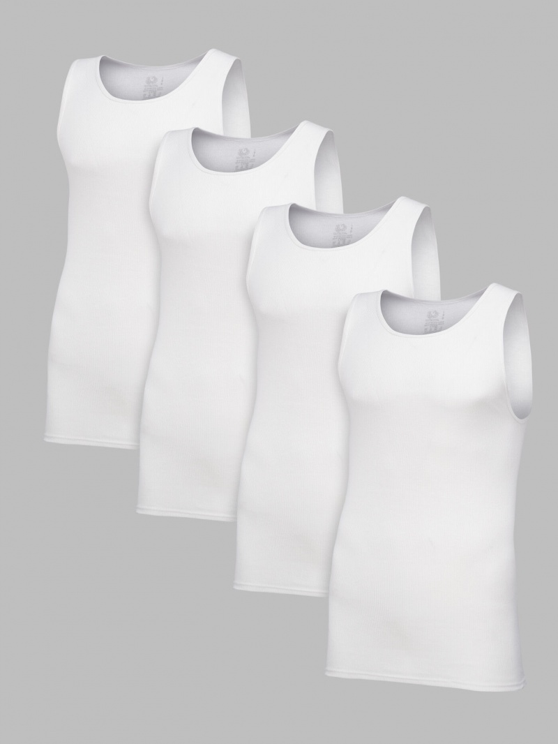 Men's Fruit Of The Loom Premium A-Shirt, 4 Pack Undershirts White | YKH974853