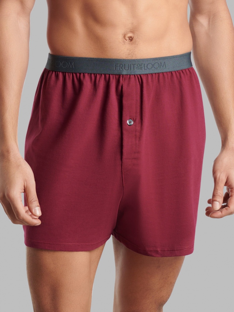 Men's Fruit Of The Loom Premium Knit Boxer, 4 Pack Boxers Assorted | MSH463297