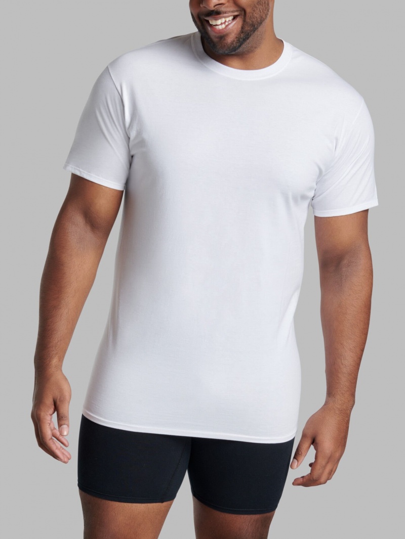 Men's Fruit Of The Loom Tall Short Sleeve Crew, 6 Pack T Shirts White | PMS375849