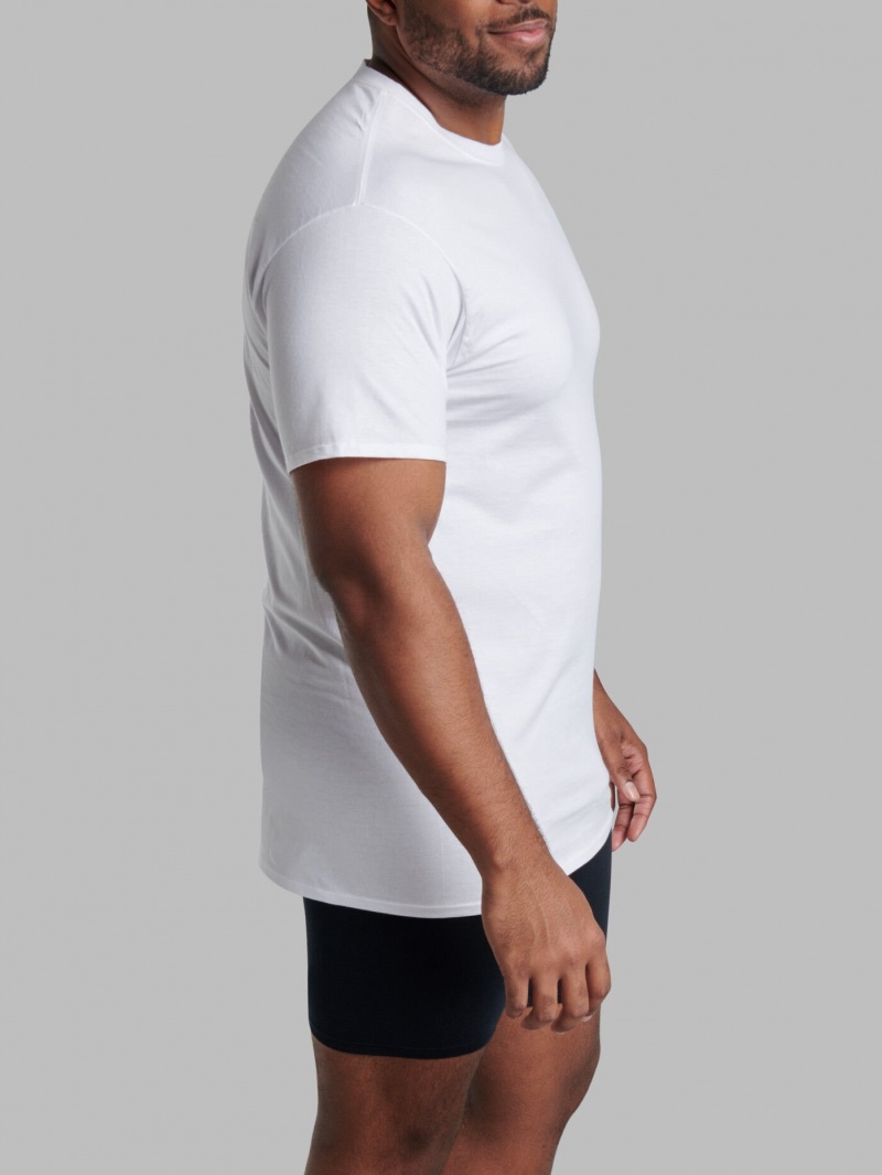 Men's Fruit Of The Loom Tall Short Sleeve Crew, 6 Pack T Shirts White | PMS375849