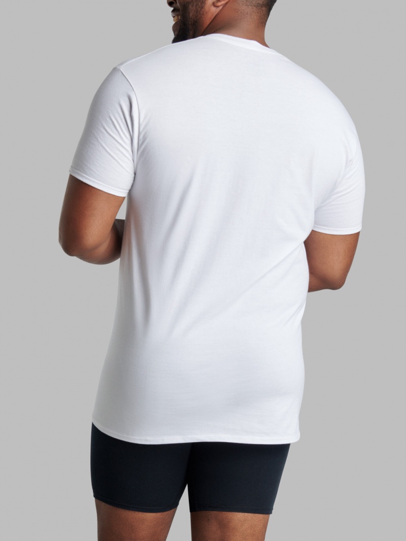Men's Fruit Of The Loom Tall Short Sleeve Crew, 6 Pack T Shirts White | PMS375849