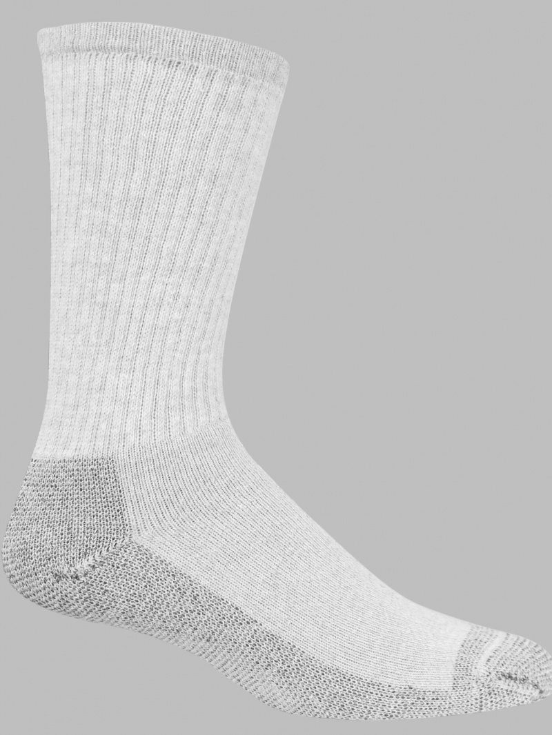 Men\'s Fruit Of The Loom Workgear™ Crew Gray, 10 Pack Socks Gray | NYW567243
