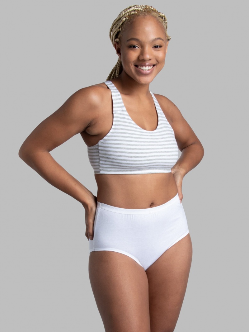 Women\'s Fruit Of The Loom Cotton, 6 Pack Bikinis White | QUE105874