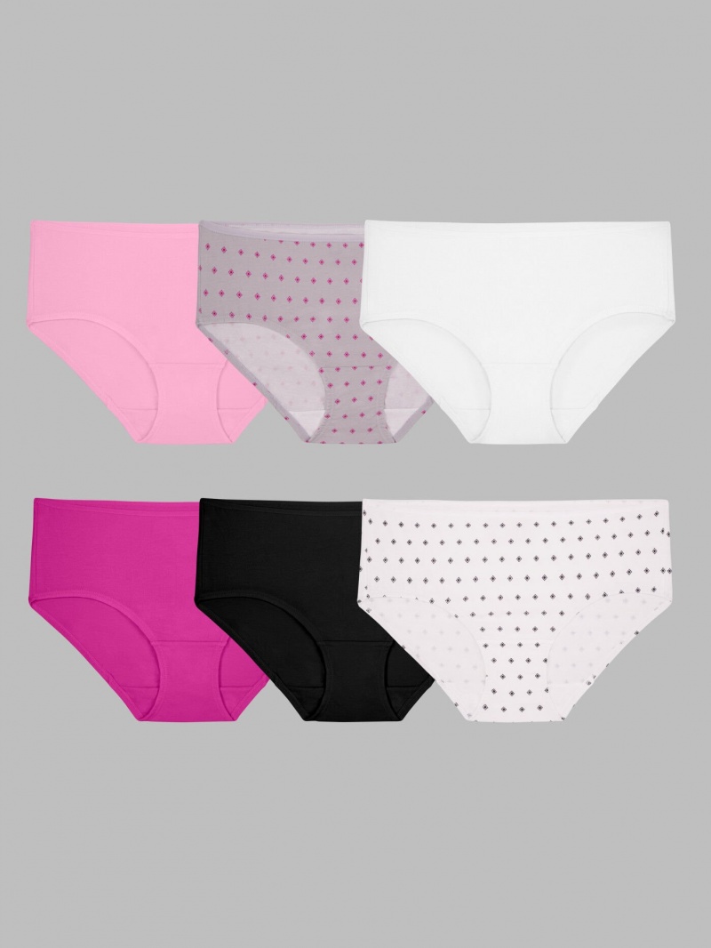 Women's Fruit Of The Loom Cotton Stretch Hipster, 6 Pack Panties Assorted | ZCI547369