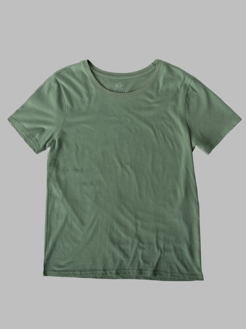 Women\'s Fruit Of The Loom Crafted Comfort Artisan Tee™ Crew T Shirts Hedge | BUE531672
