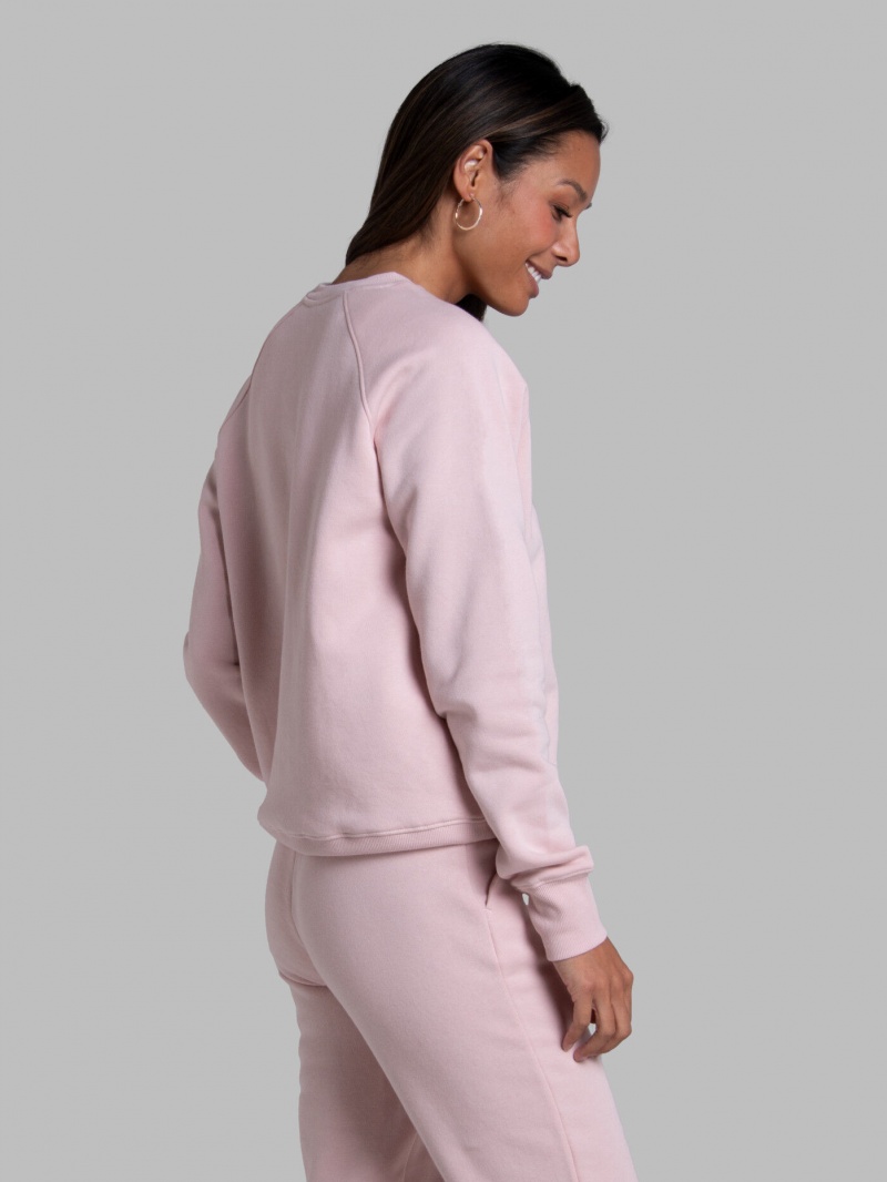 Women's Fruit Of The Loom Crafted Comfort Favorite Fleece Crew Sweatshirt Blushing Rose | FTC647058