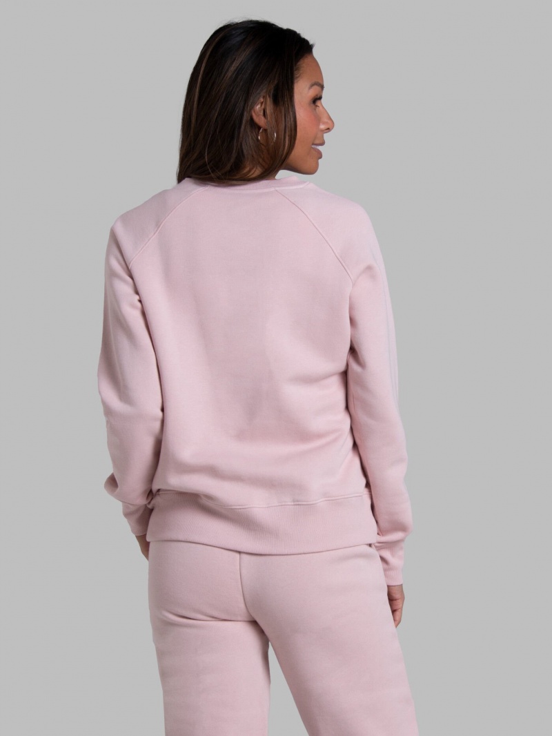 Women's Fruit Of The Loom Crafted Comfort Favorite Fleece Crew Sweatshirt Blushing Rose | FTC647058