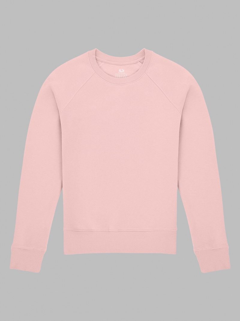 Women\'s Fruit Of The Loom Crafted Comfort Favorite Fleece Crew Sweatshirt Blushing Rose | FTC647058