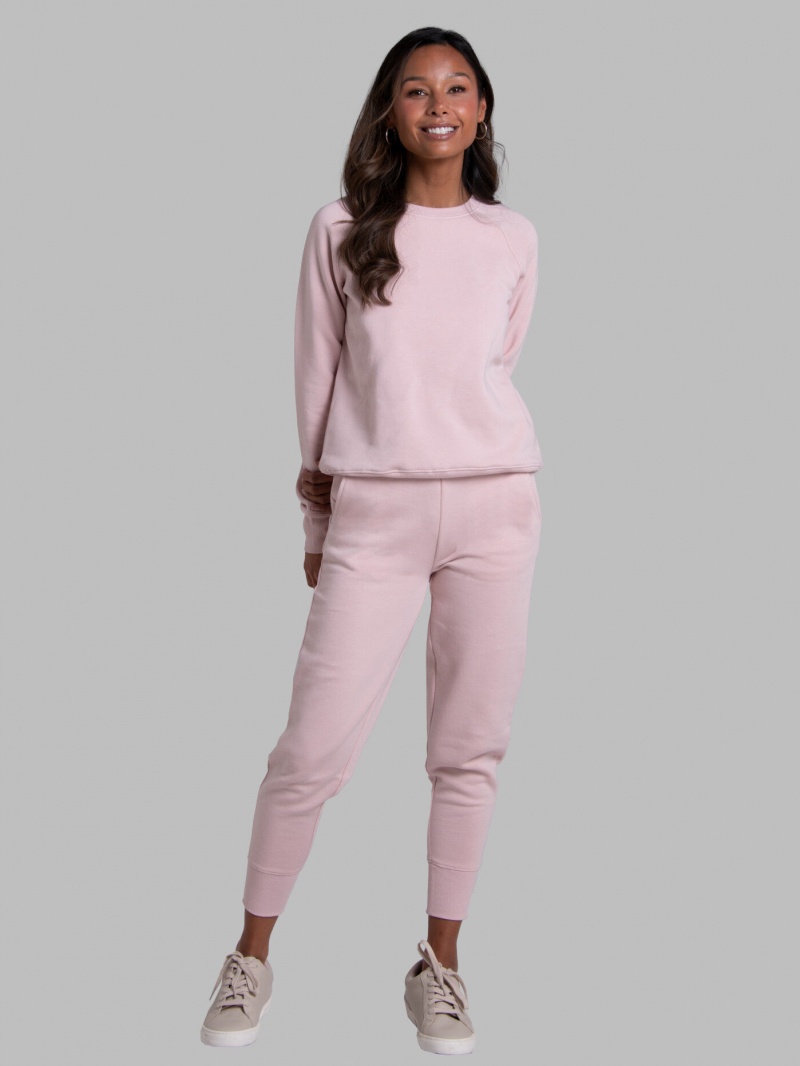Women\'s Fruit Of The Loom Crafted Comfort Favorite Fleece Pant Sweatpants Blushing Rose | FRD743528