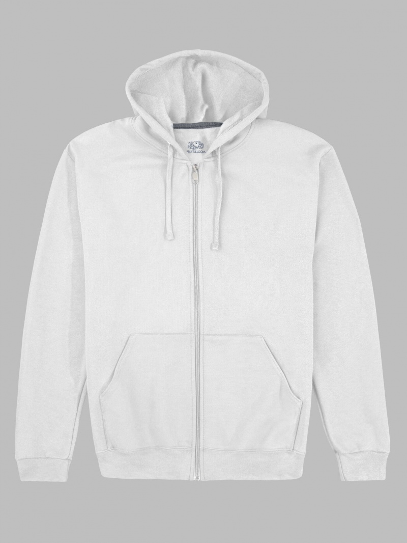 Women's Fruit Of The Loom EverSoft® Fleece Full Zip, Extended Sizes Hoodie White | FCQ318462