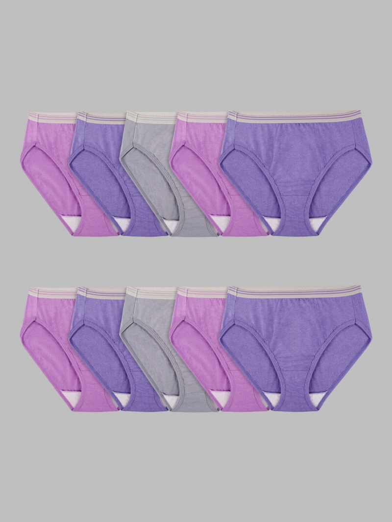 Women's Fruit Of The Loom Heather Hi Cut, 10 Pack Panties Assorted | HRD906428