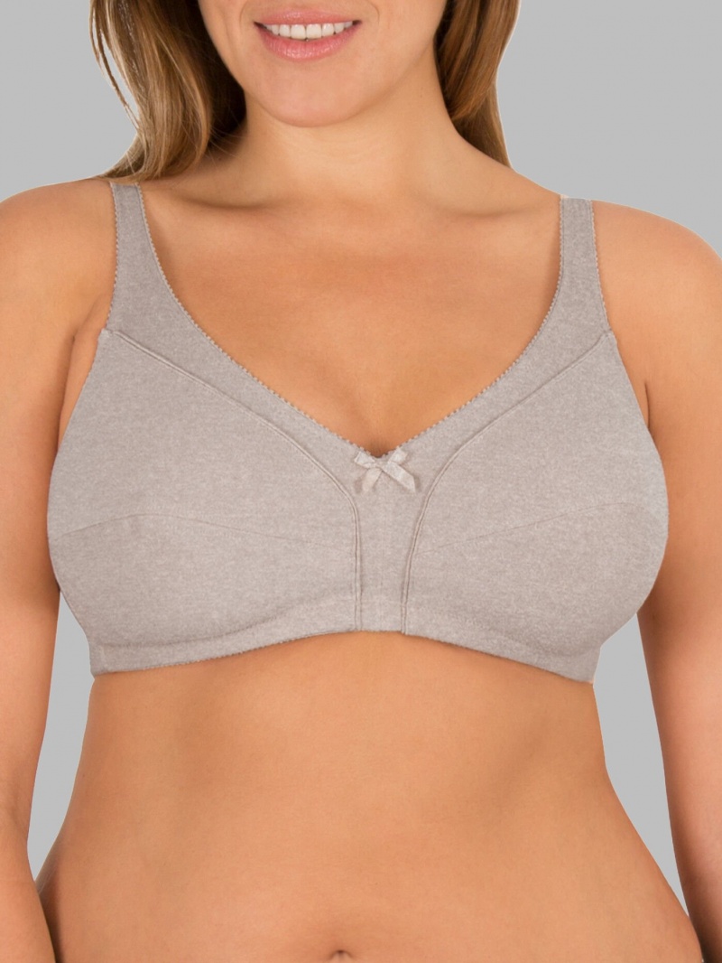 Women\'s Fruit Of The Loom Seamed Unlined Wirefree Bra Wirefree Bra Grey | ZGQ459087