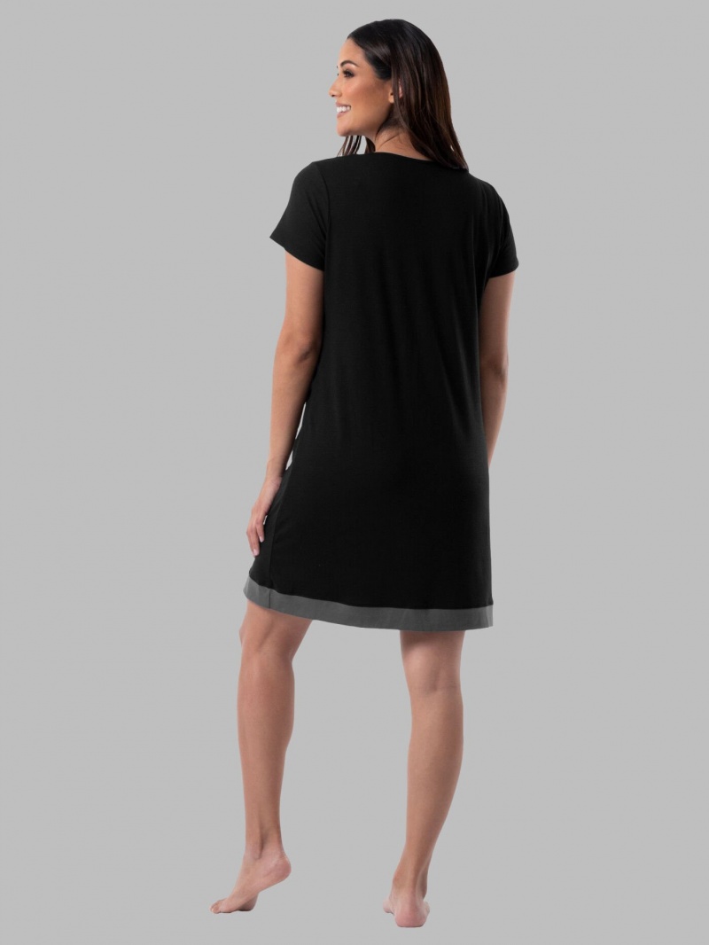 Women's Fruit Of The Loom Soft Breathable Pajamas Black Soot | PNF932684