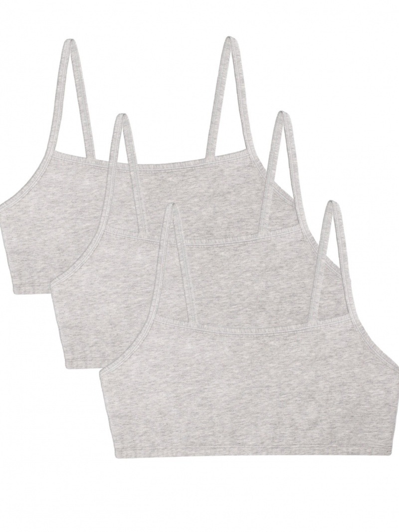 Women's Fruit Of The Loom Strappy Sports Bra, 3 Pack Sports Bra Grey/Grey/Grey | LNZ431598