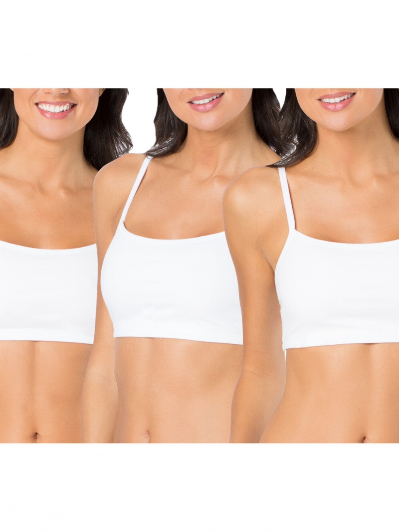 Women\'s Fruit Of The Loom Strappy Sports Bra, 3 Pack Sports Bra White/White/White | MYI081245