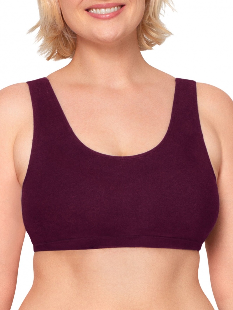 Women\'s Fruit Of The Loom Tank Style Sports Bra, 6 Pack Sports Bra Black/Grey/Olive/Purple Velvet/Lilac/Dusk | ZXR712846