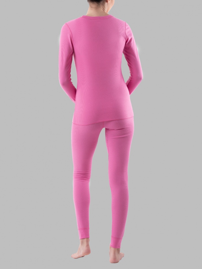 Women's Fruit Of The Loom Thermal, 2 Pack Bottoms Pink Berry/White | RNI481532