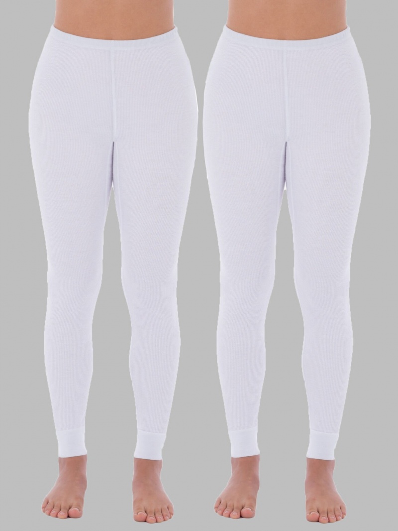 Women\'s Fruit Of The Loom Thermal Bottom, 2 Pack Bottoms White | THV648590