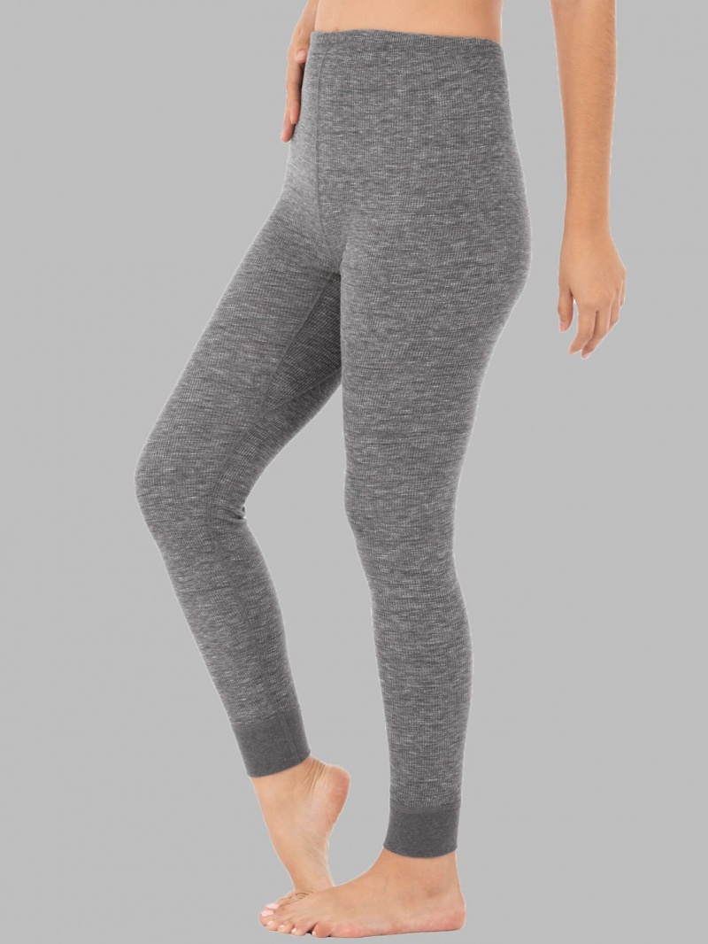 Women's Fruit Of The Loom Waffle Thermal, 2 Pack Bottoms Smoke Injection /Smoke Injection | XKT851749