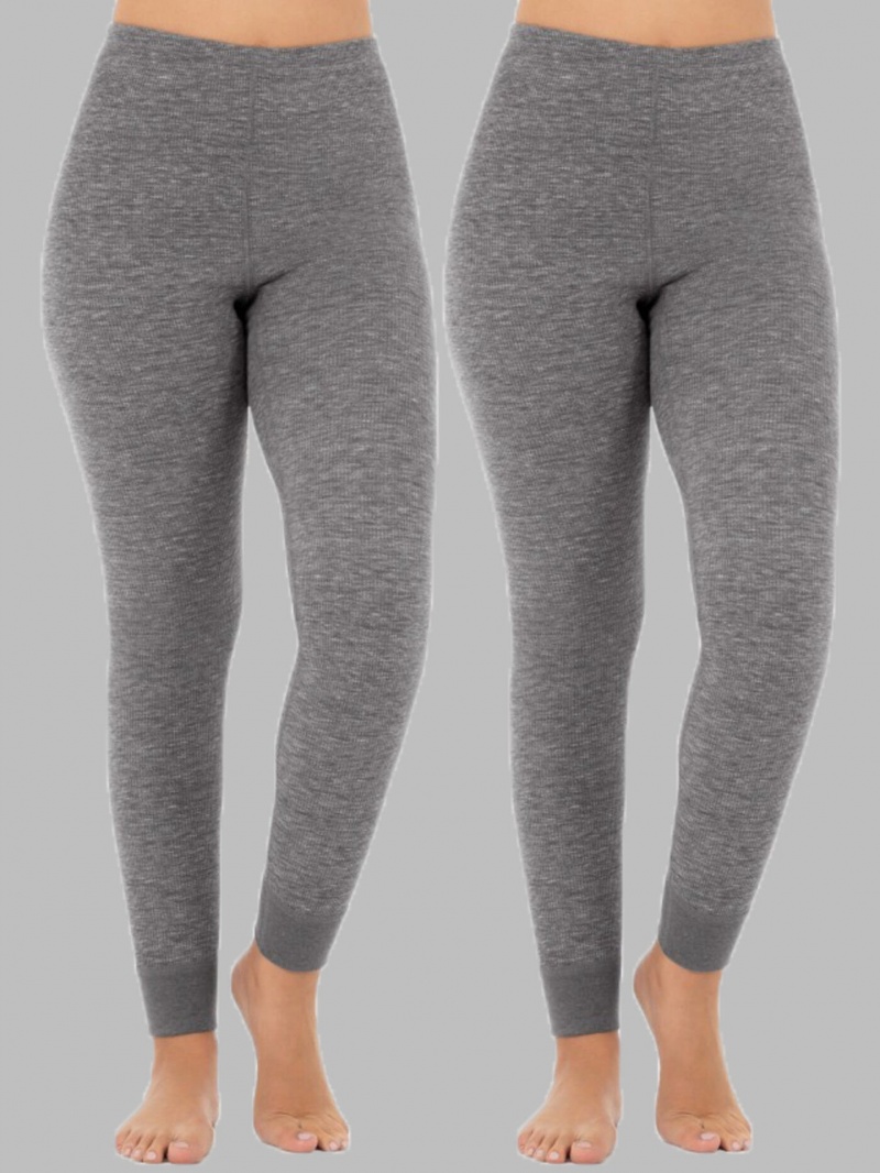 Women\'s Fruit Of The Loom Waffle Thermal, 2 Pack Bottoms Smoke Injection /Smoke Injection | XKT851749