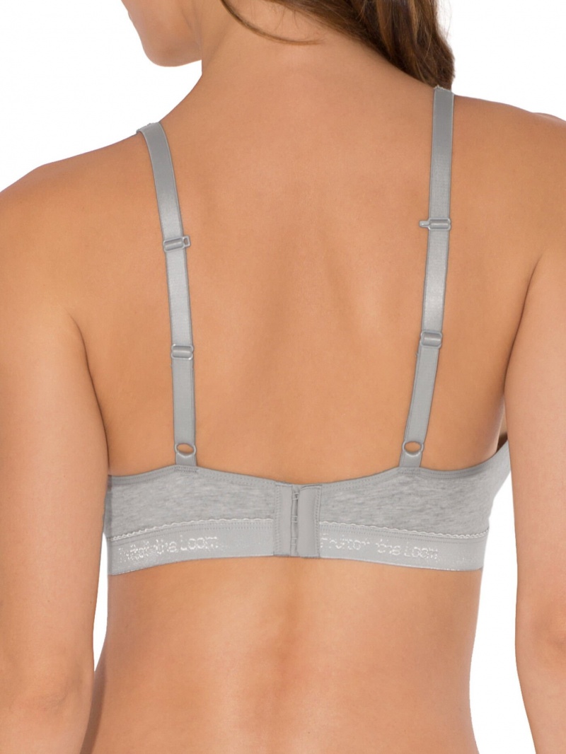Women's Fruit Of The Loom Wirefree Cotton Bralette 2 Pack Wirefree Bra Heather Grey/White | CPE752908